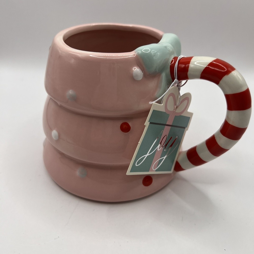NEW Sunday Morning Pink Christmas Tree With Mug Coffee Cup Tea